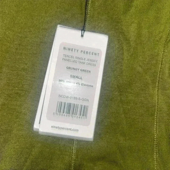 NINETY Percent Woman’s Tencel Single Jersey Paneled Tank Green Dress SZ S - Picture 7 of 11